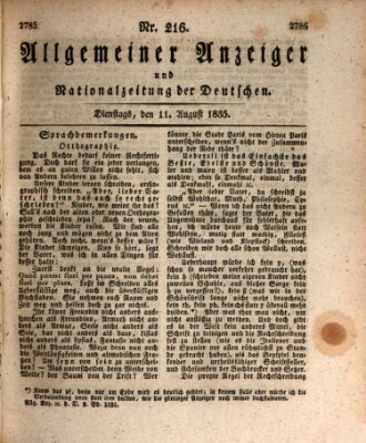 Allgemeiner Anzeiger und Nationalzeitung der Deutschen (Allgemeiner Anzeiger der Deutschen) Dienstag 11. August 1835