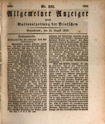 Allgemeiner Anzeiger und Nationalzeitung der Deutschen (Allgemeiner Anzeiger der Deutschen) Samstag 15. August 1835