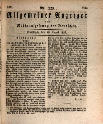 Allgemeiner Anzeiger und Nationalzeitung der Deutschen (Allgemeiner Anzeiger der Deutschen) Dienstag 18. August 1835