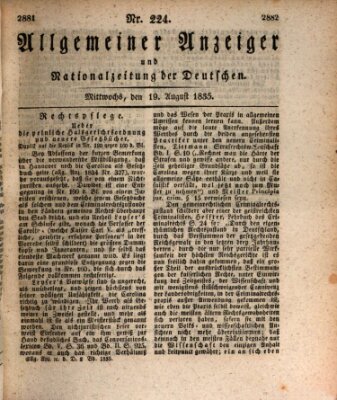 Allgemeiner Anzeiger und Nationalzeitung der Deutschen (Allgemeiner Anzeiger der Deutschen) Mittwoch 19. August 1835