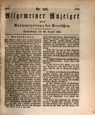 Allgemeiner Anzeiger und Nationalzeitung der Deutschen (Allgemeiner Anzeiger der Deutschen) Donnerstag 20. August 1835