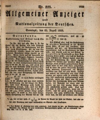 Allgemeiner Anzeiger und Nationalzeitung der Deutschen (Allgemeiner Anzeiger der Deutschen) Sonntag 23. August 1835