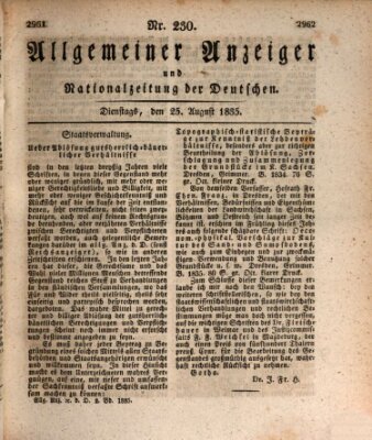 Allgemeiner Anzeiger und Nationalzeitung der Deutschen (Allgemeiner Anzeiger der Deutschen) Dienstag 25. August 1835