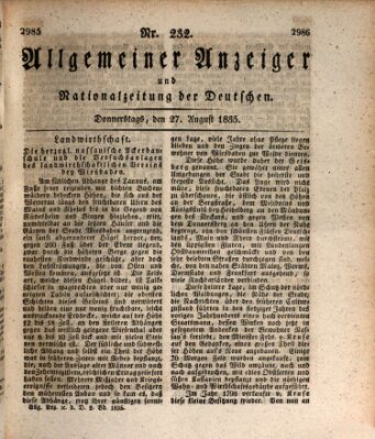 Allgemeiner Anzeiger und Nationalzeitung der Deutschen (Allgemeiner Anzeiger der Deutschen) Donnerstag 27. August 1835