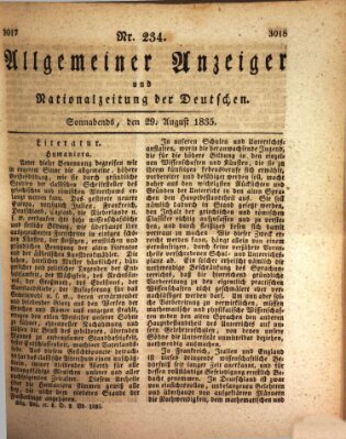 Allgemeiner Anzeiger und Nationalzeitung der Deutschen (Allgemeiner Anzeiger der Deutschen) Samstag 29. August 1835