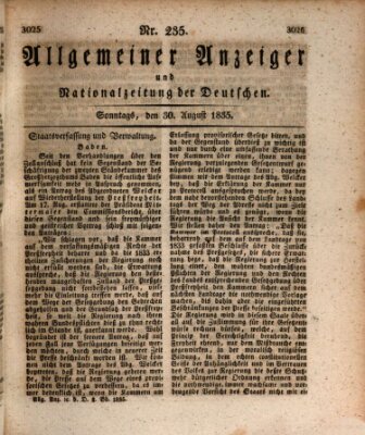 Allgemeiner Anzeiger und Nationalzeitung der Deutschen (Allgemeiner Anzeiger der Deutschen) Sonntag 30. August 1835