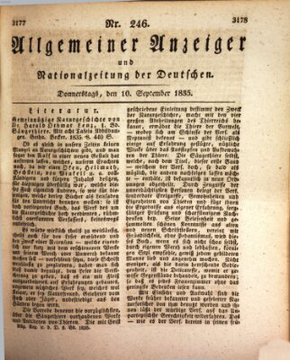 Allgemeiner Anzeiger und Nationalzeitung der Deutschen (Allgemeiner Anzeiger der Deutschen) Donnerstag 10. September 1835