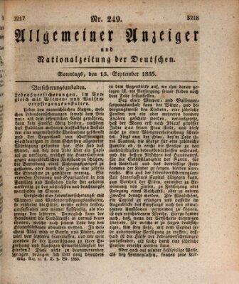 Allgemeiner Anzeiger und Nationalzeitung der Deutschen (Allgemeiner Anzeiger der Deutschen) Sonntag 13. September 1835