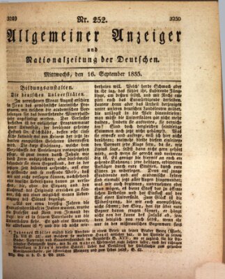 Allgemeiner Anzeiger und Nationalzeitung der Deutschen (Allgemeiner Anzeiger der Deutschen) Mittwoch 16. September 1835