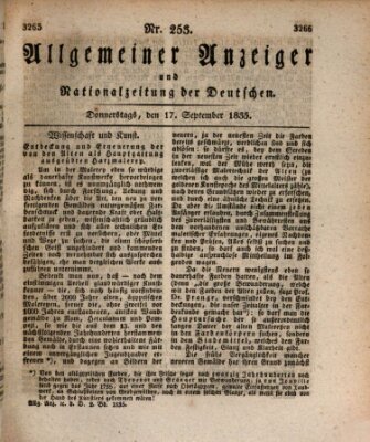 Allgemeiner Anzeiger und Nationalzeitung der Deutschen (Allgemeiner Anzeiger der Deutschen) Donnerstag 17. September 1835