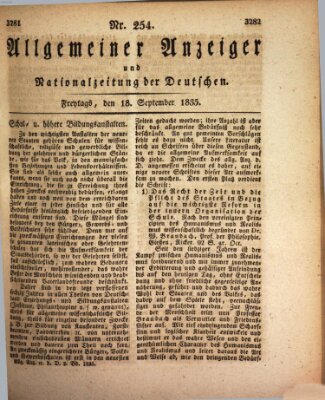 Allgemeiner Anzeiger und Nationalzeitung der Deutschen (Allgemeiner Anzeiger der Deutschen) Freitag 18. September 1835