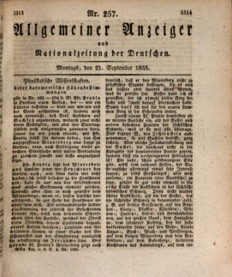 Allgemeiner Anzeiger und Nationalzeitung der Deutschen (Allgemeiner Anzeiger der Deutschen) Montag 21. September 1835