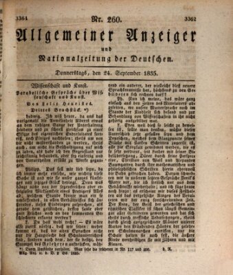 Allgemeiner Anzeiger und Nationalzeitung der Deutschen (Allgemeiner Anzeiger der Deutschen) Donnerstag 24. September 1835