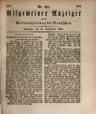 Allgemeiner Anzeiger und Nationalzeitung der Deutschen (Allgemeiner Anzeiger der Deutschen) Freitag 25. September 1835