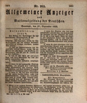 Allgemeiner Anzeiger und Nationalzeitung der Deutschen (Allgemeiner Anzeiger der Deutschen) Sonntag 27. September 1835
