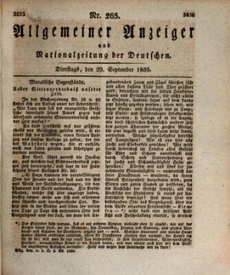 Allgemeiner Anzeiger und Nationalzeitung der Deutschen (Allgemeiner Anzeiger der Deutschen) Dienstag 29. September 1835