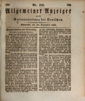 Allgemeiner Anzeiger und Nationalzeitung der Deutschen (Allgemeiner Anzeiger der Deutschen) Mittwoch 30. September 1835