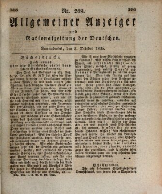 Allgemeiner Anzeiger und Nationalzeitung der Deutschen (Allgemeiner Anzeiger der Deutschen) Samstag 3. Oktober 1835