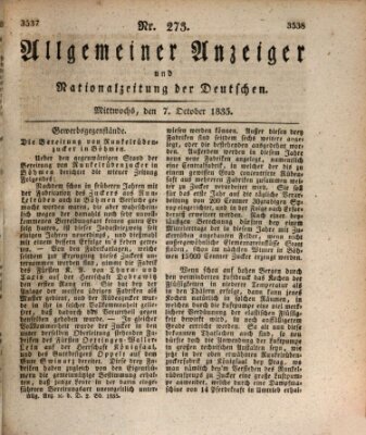 Allgemeiner Anzeiger und Nationalzeitung der Deutschen (Allgemeiner Anzeiger der Deutschen) Mittwoch 7. Oktober 1835