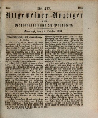 Allgemeiner Anzeiger und Nationalzeitung der Deutschen (Allgemeiner Anzeiger der Deutschen) Sonntag 11. Oktober 1835