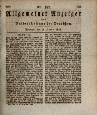 Allgemeiner Anzeiger und Nationalzeitung der Deutschen (Allgemeiner Anzeiger der Deutschen) Freitag 16. Oktober 1835