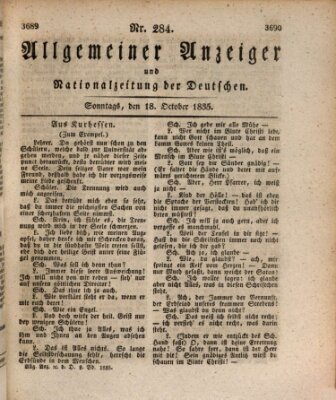 Allgemeiner Anzeiger und Nationalzeitung der Deutschen (Allgemeiner Anzeiger der Deutschen) Sonntag 18. Oktober 1835