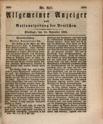 Allgemeiner Anzeiger und Nationalzeitung der Deutschen (Allgemeiner Anzeiger der Deutschen) Dienstag 10. November 1835