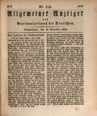 Allgemeiner Anzeiger und Nationalzeitung der Deutschen (Allgemeiner Anzeiger der Deutschen) Donnerstag 19. November 1835