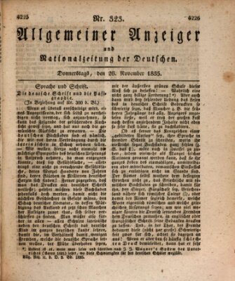 Allgemeiner Anzeiger und Nationalzeitung der Deutschen (Allgemeiner Anzeiger der Deutschen) Donnerstag 26. November 1835