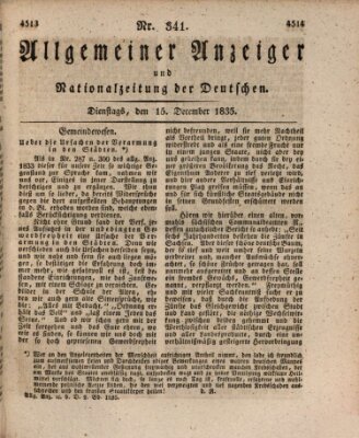 Allgemeiner Anzeiger und Nationalzeitung der Deutschen (Allgemeiner Anzeiger der Deutschen) Dienstag 15. Dezember 1835