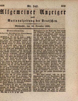 Allgemeiner Anzeiger und Nationalzeitung der Deutschen (Allgemeiner Anzeiger der Deutschen) Mittwoch 16. Dezember 1835