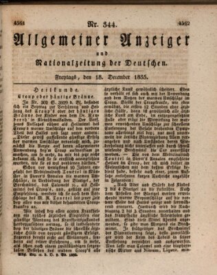 Allgemeiner Anzeiger und Nationalzeitung der Deutschen (Allgemeiner Anzeiger der Deutschen) Freitag 18. Dezember 1835