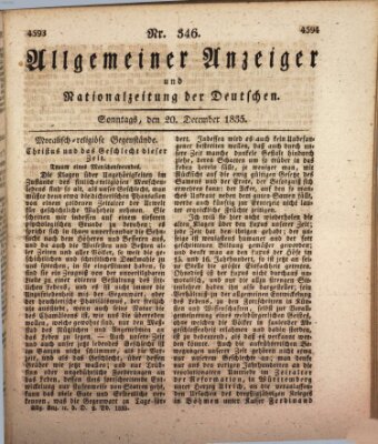 Allgemeiner Anzeiger und Nationalzeitung der Deutschen (Allgemeiner Anzeiger der Deutschen) Sonntag 20. Dezember 1835