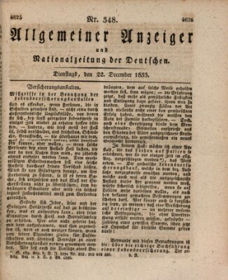 Allgemeiner Anzeiger und Nationalzeitung der Deutschen (Allgemeiner Anzeiger der Deutschen) Dienstag 22. Dezember 1835