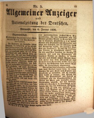 Allgemeiner Anzeiger und Nationalzeitung der Deutschen (Allgemeiner Anzeiger der Deutschen) Mittwoch 6. Januar 1836