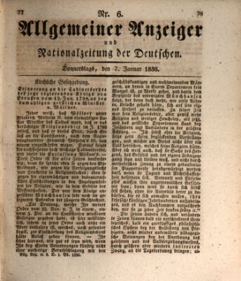 Allgemeiner Anzeiger und Nationalzeitung der Deutschen (Allgemeiner Anzeiger der Deutschen) Donnerstag 7. Januar 1836