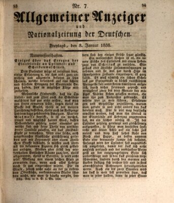 Allgemeiner Anzeiger und Nationalzeitung der Deutschen (Allgemeiner Anzeiger der Deutschen) Freitag 8. Januar 1836