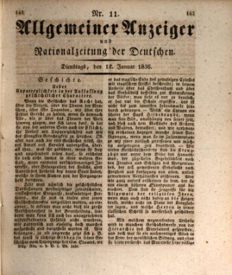 Allgemeiner Anzeiger und Nationalzeitung der Deutschen (Allgemeiner Anzeiger der Deutschen) Dienstag 12. Januar 1836