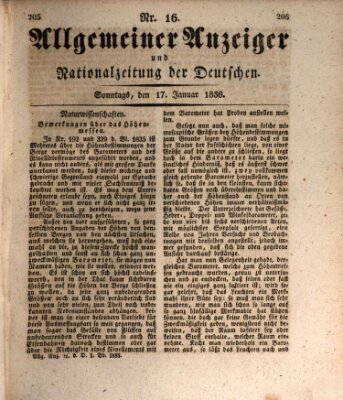 Allgemeiner Anzeiger und Nationalzeitung der Deutschen (Allgemeiner Anzeiger der Deutschen) Sonntag 17. Januar 1836