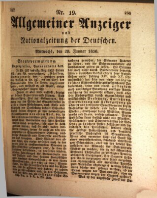 Allgemeiner Anzeiger und Nationalzeitung der Deutschen (Allgemeiner Anzeiger der Deutschen) Mittwoch 20. Januar 1836