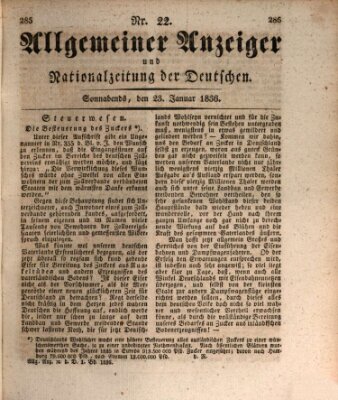 Allgemeiner Anzeiger und Nationalzeitung der Deutschen (Allgemeiner Anzeiger der Deutschen) Samstag 23. Januar 1836