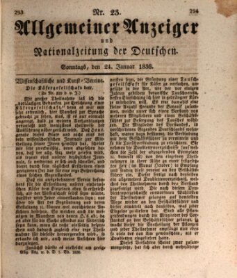 Allgemeiner Anzeiger und Nationalzeitung der Deutschen (Allgemeiner Anzeiger der Deutschen) Sonntag 24. Januar 1836