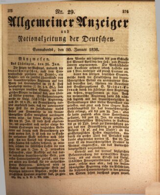 Allgemeiner Anzeiger und Nationalzeitung der Deutschen (Allgemeiner Anzeiger der Deutschen) Samstag 30. Januar 1836