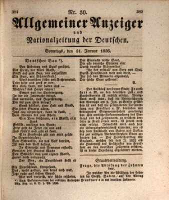 Allgemeiner Anzeiger und Nationalzeitung der Deutschen (Allgemeiner Anzeiger der Deutschen) Sonntag 31. Januar 1836