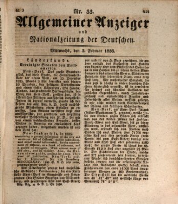 Allgemeiner Anzeiger und Nationalzeitung der Deutschen (Allgemeiner Anzeiger der Deutschen) Mittwoch 3. Februar 1836