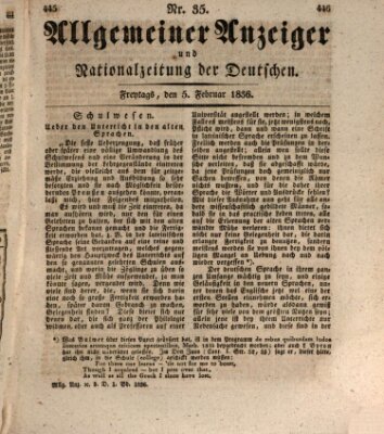 Allgemeiner Anzeiger und Nationalzeitung der Deutschen (Allgemeiner Anzeiger der Deutschen) Freitag 5. Februar 1836