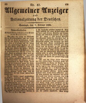 Allgemeiner Anzeiger und Nationalzeitung der Deutschen (Allgemeiner Anzeiger der Deutschen) Sonntag 7. Februar 1836