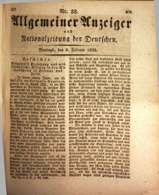 Allgemeiner Anzeiger und Nationalzeitung der Deutschen (Allgemeiner Anzeiger der Deutschen) Montag 8. Februar 1836