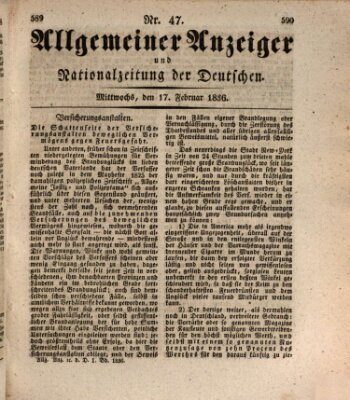 Allgemeiner Anzeiger und Nationalzeitung der Deutschen (Allgemeiner Anzeiger der Deutschen) Mittwoch 17. Februar 1836