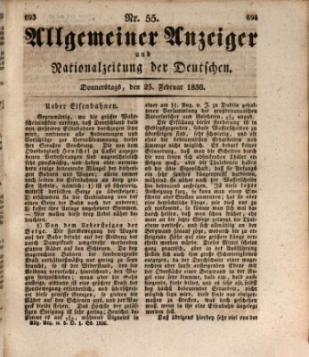 Allgemeiner Anzeiger und Nationalzeitung der Deutschen (Allgemeiner Anzeiger der Deutschen) Donnerstag 25. Februar 1836